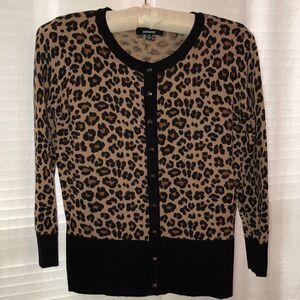 Premise XS Black Brown Light Brown Stud like Snap Closure Knit Cardigan